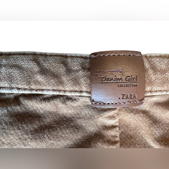 Zara Girls Caramel Button Front Mini Skirt Velvet - Size 6 - Picture 9 of 10